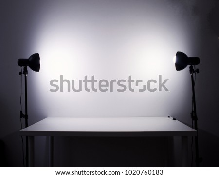 Modern photo studio in white background