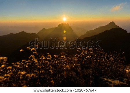 view mountain in north thailand. Doi luang north thailand southeast asia. view sunrise on mountain. 