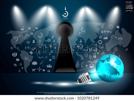 Light bulbs world - A keyhole - Background Plan Business - modern Idea and Concept Vector illustration Business  with  Icon,World map.