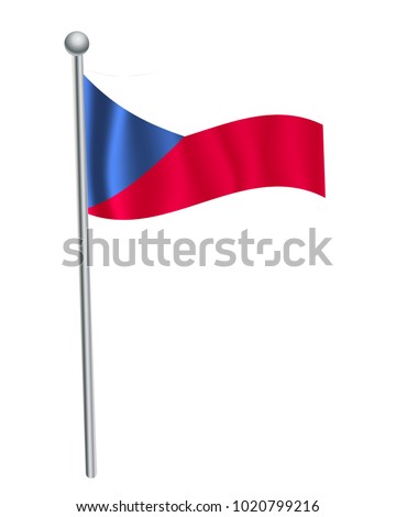 Czech Republic waving flag on flagpole vector illustration.3d vector icon isolated on white background