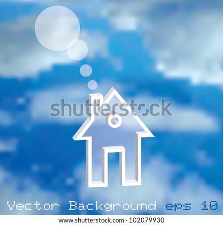 vector illustration with house in sky