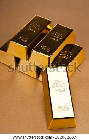 Photo of gold bars, studio shots, closeup
