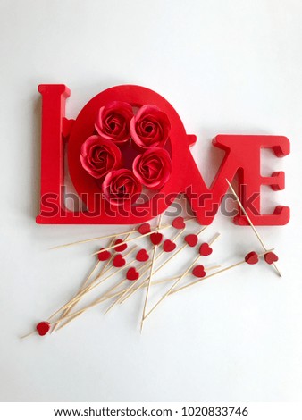 valentines word of love with  white background 