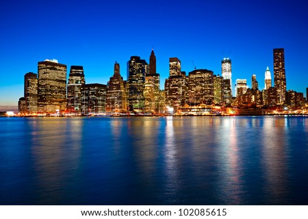 Night view of Manhattan, New York City. USA.