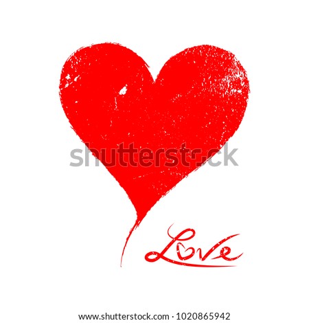Grunge Red Heart Love Symbol of Valentines day, Vector illustration EPS 10