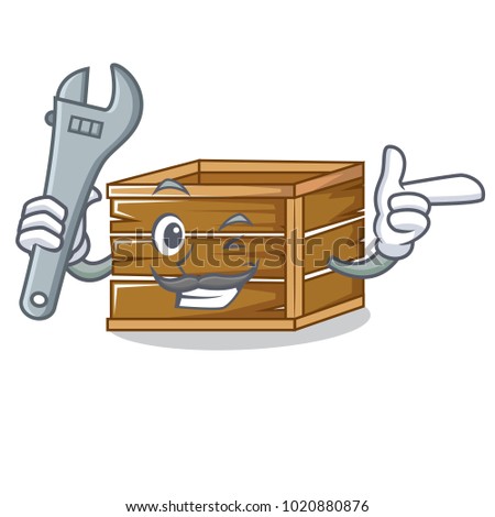 Mechanic crate mascot cartoon style