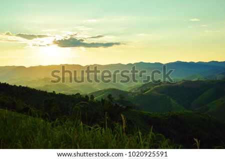 Sunset at Hillside in Oneday Royalty-Free Stock Photo #1020925591