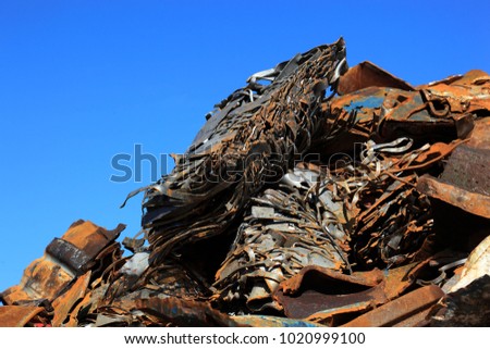 Scrap yard, metal rubbish stock in a recycling company