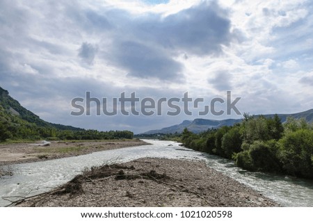 view of the mountain river in Khabez, Stavropol Krai