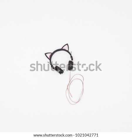 top view of headphones on white background