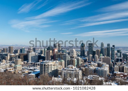 Montreal Skyline in winter from Kondiaronk Belvedere (February 2018)