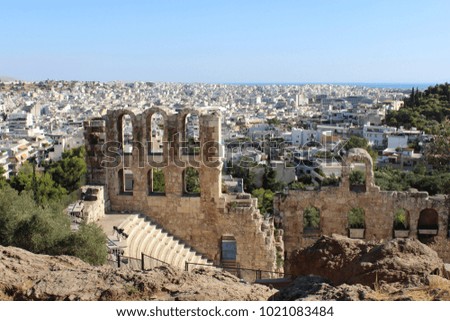 City view of Athens with amphitheater at the parthenon