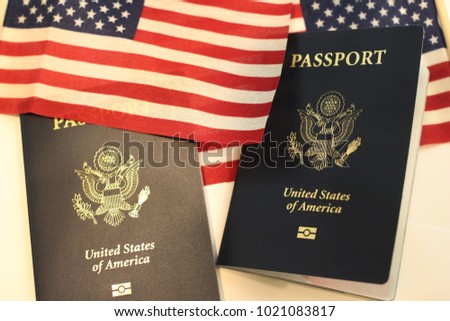 US Passport with flags as background