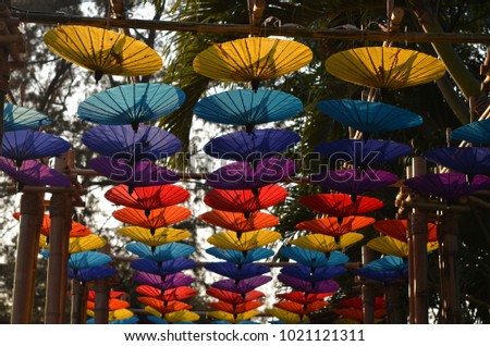 Umbrella many colors background
