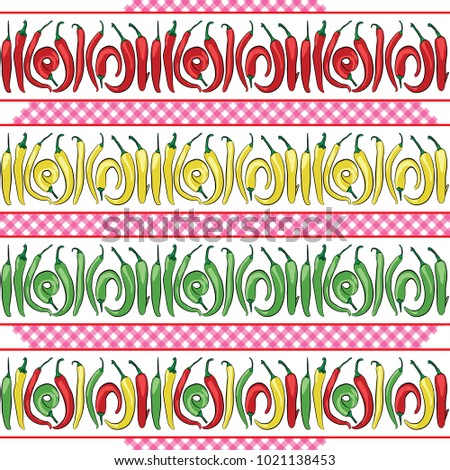 Seamless pattern of hot chilli peppers. Vector illustration.