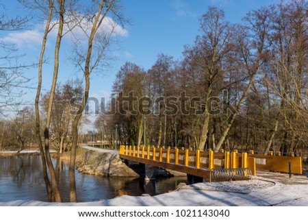 Jeziorka river in park in Konstancin Jeziorna, Mazowieckie, Poland