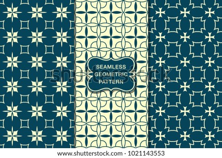 Seamless floral pattern set, abstract decorative shapes, geometric seamless pattern, minimalistic style
