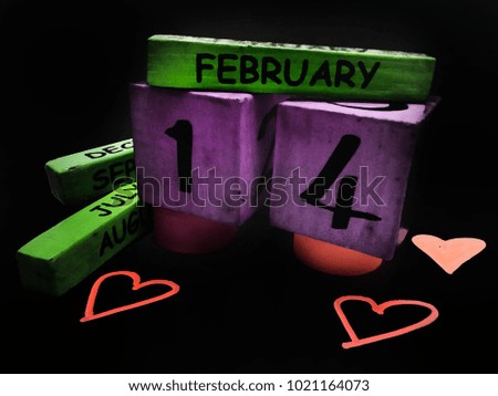 
Valentine's Day February 14 Love Concept Black Background / No Love Blur