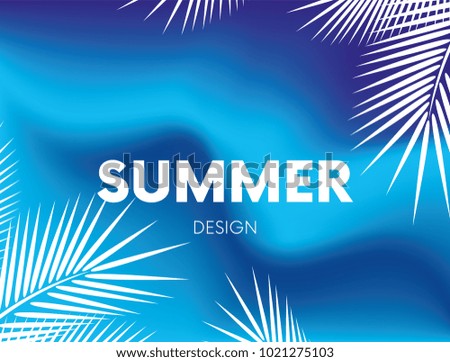 Fluid colorful shapes composition. Trendy liquid gradients. Summer, sea, ocean and palm trees. Vacation and summer vacation. Vector illustration for greeting card, banner or poster. Eps10 vector.