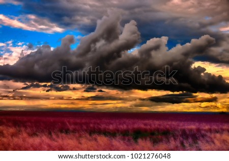 Meteorological photo - Cumulus cloud over agriculture field, sky, cloudscape , This cloud is typical for summer or spring season. Creative post processing, Czech Republic
, Europe