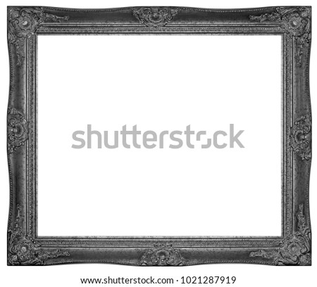 Vintage silver plated wooden frame Isolated with Clipping Path
