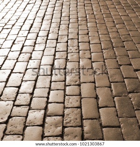 stones called sampietrini in italian language  for the pavement of the main square with sepia toned effect