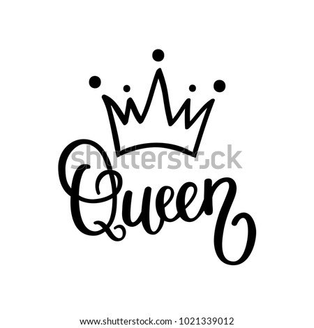 Queen crown vector calligraphy design funny poster
