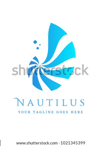Vector illustration with seashell nautilus. Object for your logo / card / flyer.