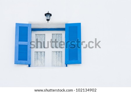 the blue window at santorini chaam from thailand