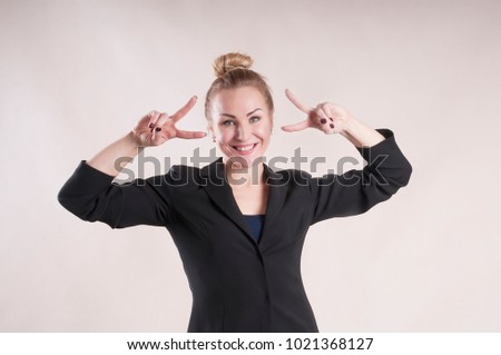 adult businesswoman with hands gesture

