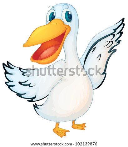 Cute animated pelican on white - EPS VECTOR format also available in my portfolio.