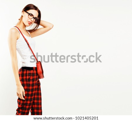 young pretty stylish hipster girl posing 