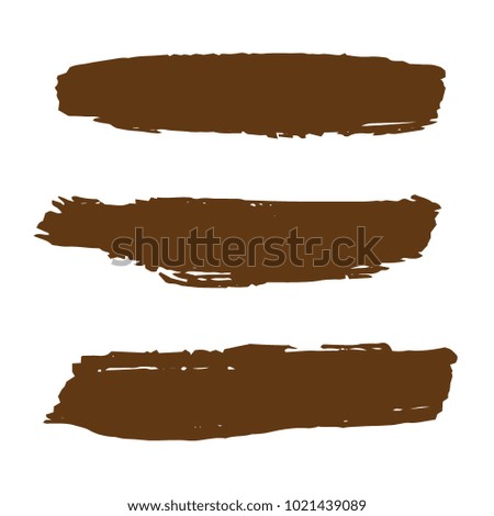 Set of Hand Painted Brown Brush Strokes. Vector Grunge Brushes. Vector Frame For Text Modern Art Graphics For Hipsters. Dirty Artistic Creative Design Elements. Perfect For Logo, Banner.