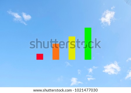 graph on background sky and Clouds for text and edit