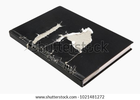damage cover planner book on white background with clipping path