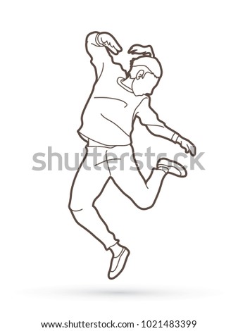 A man dancing, Action outline graphic vector