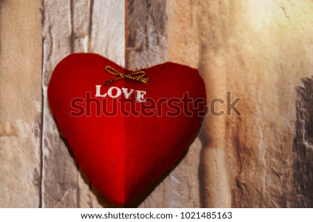 Red heart with love message.Valentine day.