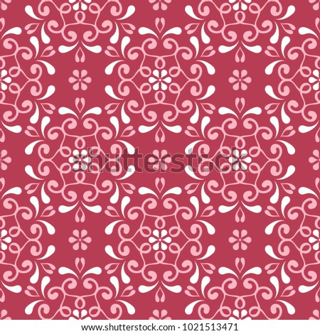 Red and beige floral background. Colored seamless pattern for wallpapers, textile and fabrics