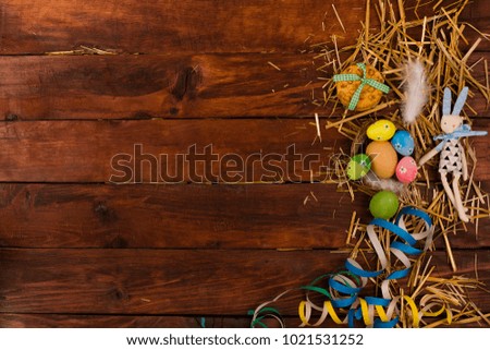 Spring background with traditional Easter symbols