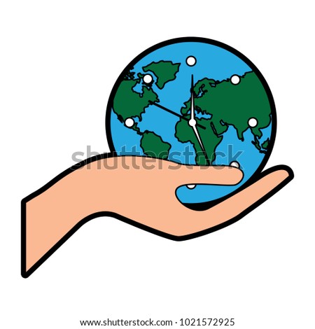 earth globe clock in hand