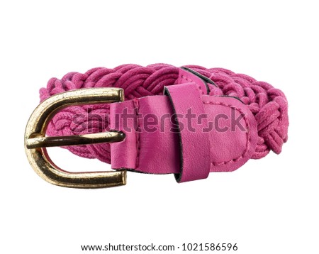 pink belt woven belt isolated on white background