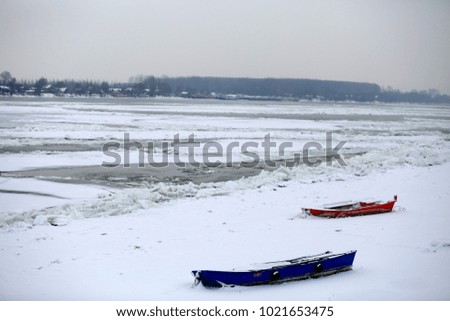 boat on the winter ice