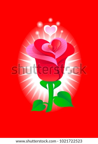 Romantic greeting card with rose. Illustration for Valentines day
