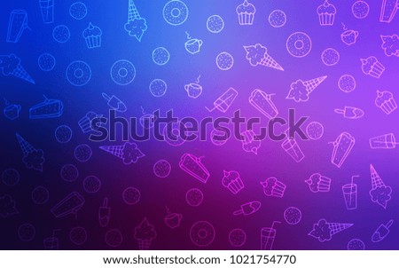Dark Pink, Blue vector texture with sweets, candies. Decorative shining illustration with sweets on abstract template. Doodle design for your business advert of cafes.
