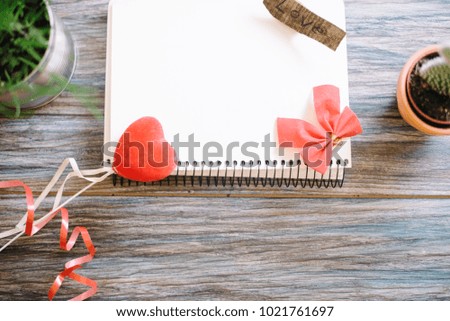 St. Valentine's Day mocap. On a wooden background