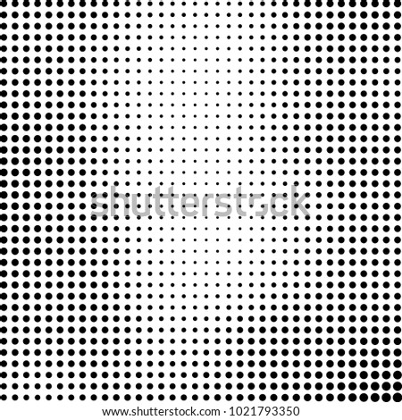 Halftone black and white abstract grunge background. Monochrome pattern with spots of ink. Texture of chaotic elements for printing and design
