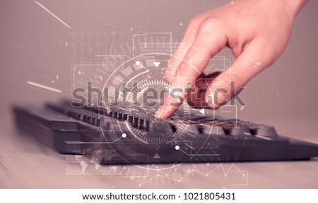 Keyboard touch with high tech user interface graphic