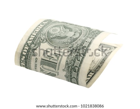 One dollar bill isolated on white background
