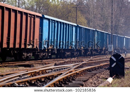 Freight train shunting on the station