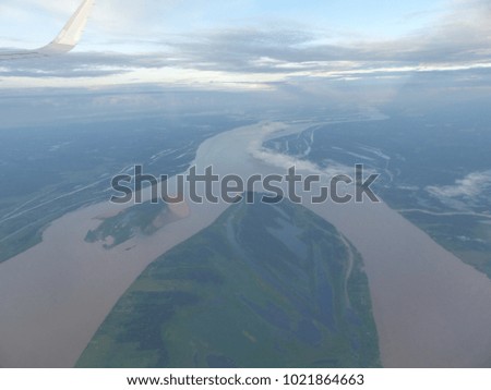 Flying over the Amazon region, Brazil